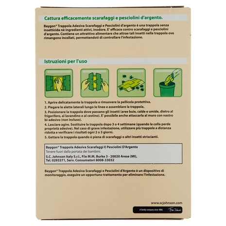 Baygon Trappola Adesiva Scarafaggi e Pesciolini d'argento 5 pz